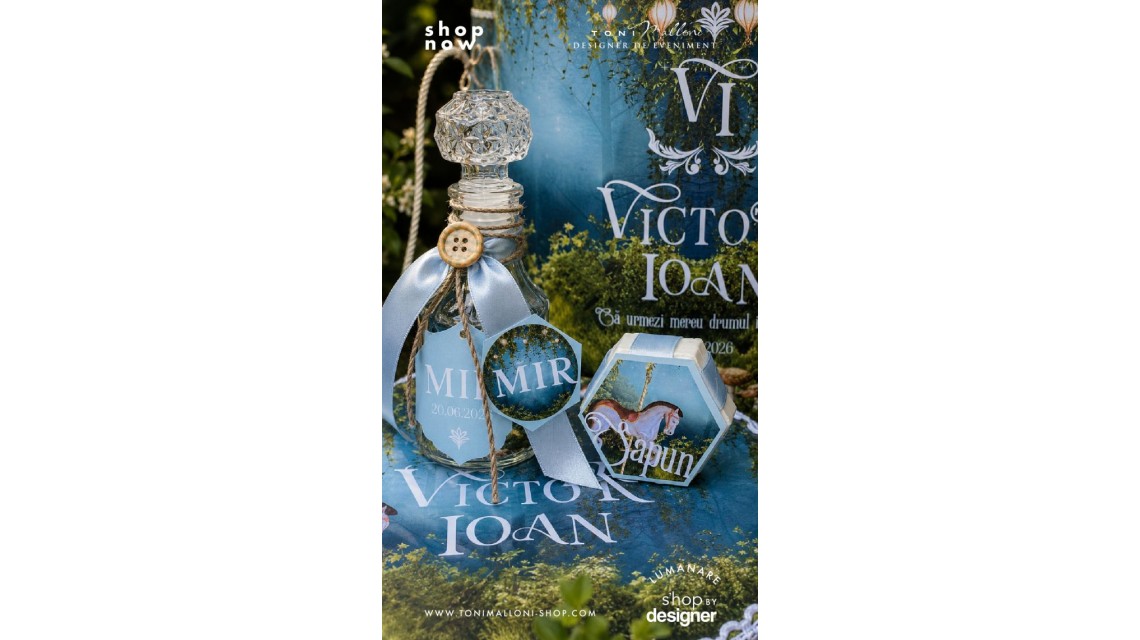 Trusou de botez pentru baieti cu monograma brodata, tematica ecvestra, Carusel  10